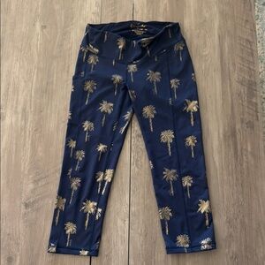 Lilly Pulitzer Navy and Gold Palm Print Leggings